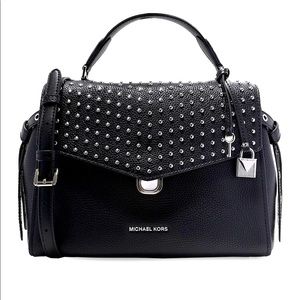 MICHAEL KORS Studded Moto Leather Satchel ~ Purse ~ Crossbody